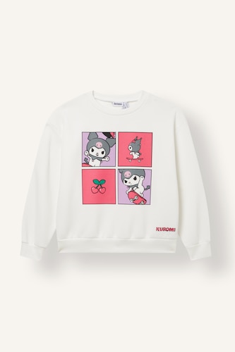 Kız Çocuk - Genç Kız Ekru Kuromı Relax Fıt Kalın Sweatshirt Kız Çocuk