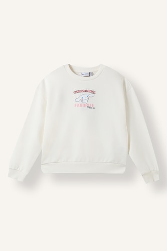 Young Girls - Teen Girls Ecru Relax Fit Crew Neck Sweatshirt