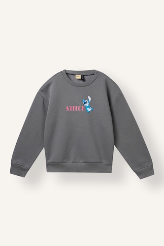 Young Girls - Teen Girls Grey Woman Relax Fit Lilo & Stitch Licensed Crew Neck Sweatshirt