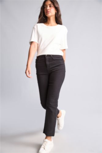 Kadın Siyah Straight Fit Pantolon