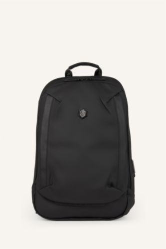 Men Black Faux Leather Backpack