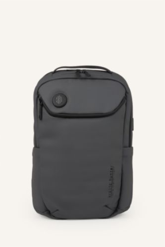 Men Grey Faux Leather Backpack