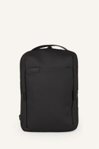 Men Black Faux Leather Backpack