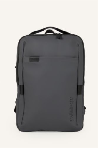 Men Grey Faux Leather Backpack