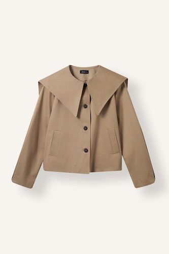 Relax Fit Wide Collar Cotton Trench Coat