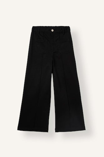 Young Girls - Teen Girls Black Wide Leg Gabardine Trousers