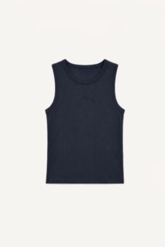 Men NAVY Regular Fit Embroidered Camisole Crew Neck Short Sleeve Tank Top