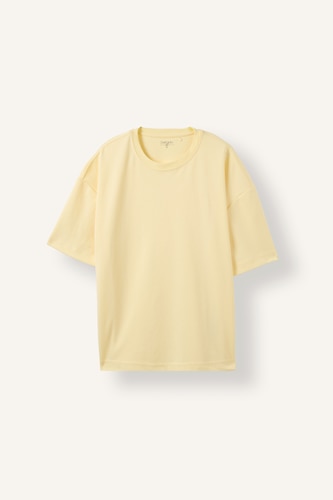 Men Light Yellow Boxy Fit Short Sleeve T-Shirt