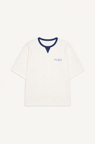 100% Cotton Boxy Fit Blue Short Sleeve Crew Neck T-Shirt
