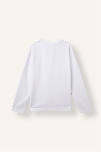 Boxy Fit Crew Neck Cotton Long Sleeve Basic T-Shirt