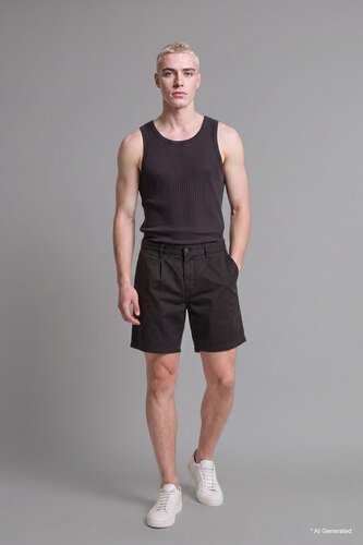 Men Anthracite 100% Cotton Relax Fit Shorts