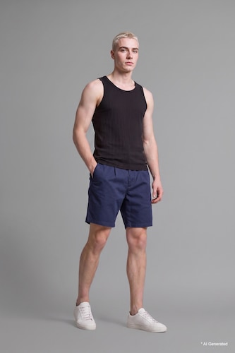 Erkek Lacivert %100 Pamuk Relaxed Fit Bermuda Şort
