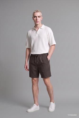 Erkek Kahve %100 Pamuk Relaxed Fit Bermuda Şort