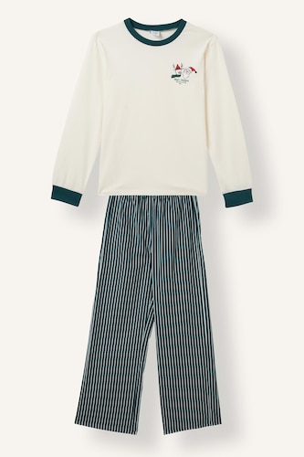 Boy Printed Crew Neck Long Sleeve Top and Striped Trousers Pyjama Set
