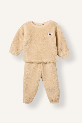 Baby Boys Beige 2 piece Regular Fit Crew Neck Set