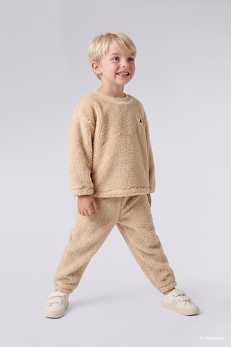 Baby Boy Beige 2 piece Regular Fit Crew Neck Set