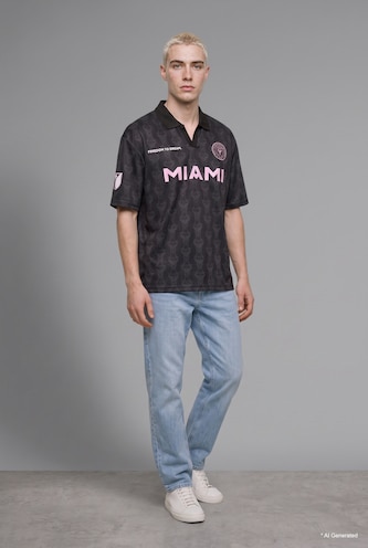 Men Anthracite MLS Boxy Fit Patterned Printed Polo T-Shirt