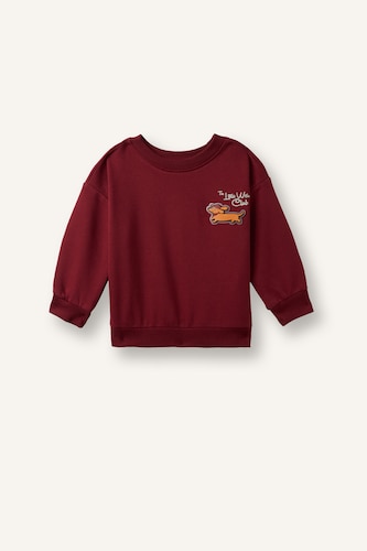 Baby Boys Bordeaux Oversize Fit Animal Print Sweatshirt