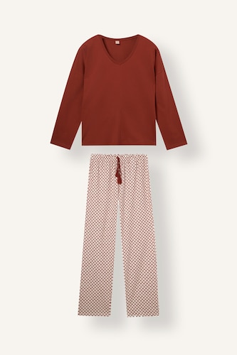 Kadın Açık Kahve V Yaka Regular Fit 2'li Pijama Takımı