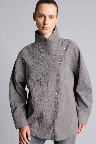 Women NAVY Regular Fit Crinkle Fabric Long Sleeve Tunic