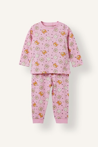 Kız Bebek Ekru Desenli 2'li Pijama Takımı Kız Bebek