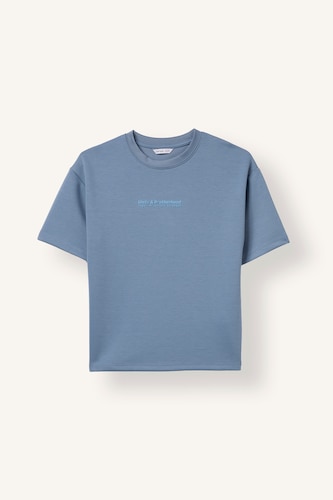 Young Boys - Teen Boys Blue Regular Fit Slogan Short Sleeve T-Shirt
