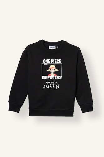 Erkek Çocuk - Genç Erkek Siyah One Pıece Baskılı Sweatshirt Erkek Çocuk