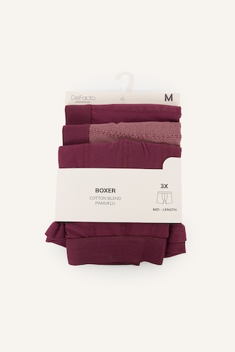 Erkek Mor Regular Fit Çizgili 3'lü Boxer