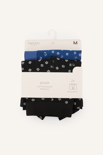 Erkek Lacivert Regular Fıt Beli Lastikli 2'li Boxer