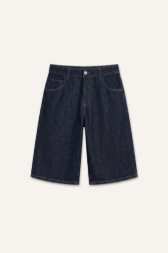 Erkek Koyu Mavi Baggy Fit Bermuda Şort