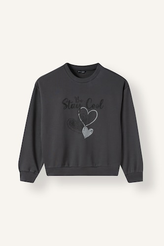 Kız Çocuk - Genç Kız Antrasit Relax Fit Baskılı Sweatshirt Kız Çocuk