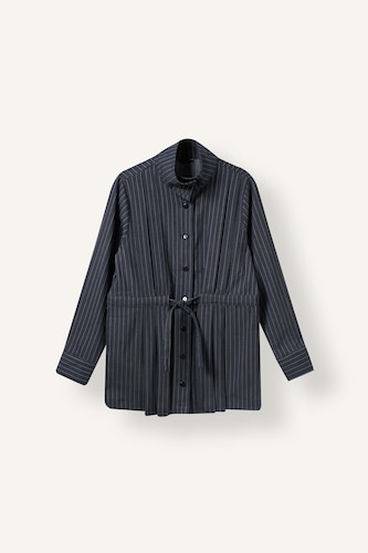 Regular Fit Striped Denim Tunic with Elastic Waist