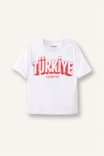 Erkek Bebek Beyaz %100 Pamuk Türkiye Baskılı Tişört Erkek Bebek