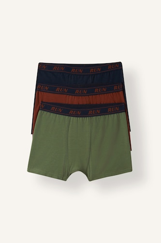 Erkek Çocuk - Genç Erkek Lacivert Beli Yazılı Penye 3'lü Boxer Erkek Çocuk