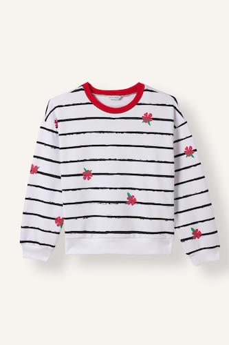 Young Girls - Teen Girls White Relax Fit Crew Neck Sweatshirt