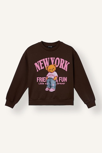 Girl Relax Fit Teddy Bear Print Sweatshirt