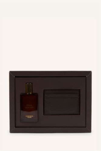 Erkek Açık Kahve Erkek 50 ml Sand Oud Parfüm Cüzdan Seti