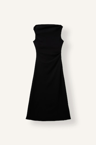 Women Black Crepe Midi Dress