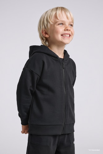 Sweat à capuche basique épais zippé pour bébé garçon