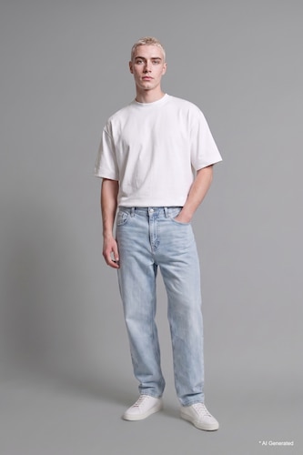 Men Light Blue Baggy Fit Trousers