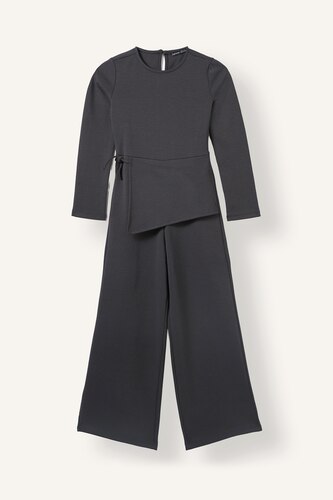 Young Girls - Teen Girls Anthracite Melange Long Sleeve Jumpsuit