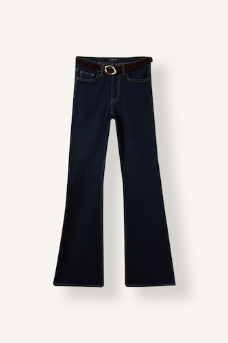 WOMAN Blue Black Normal Waist Flare Trousers
