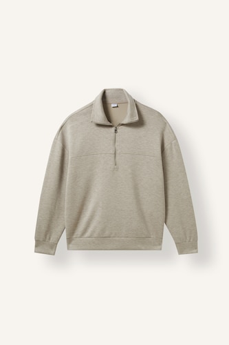 Oversize Yarım Fermuarlı Modal Basic Sweatshirt