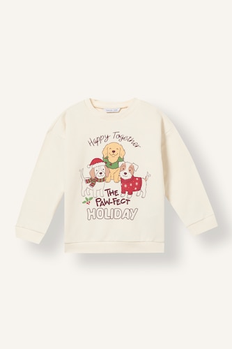 Baby Boys Ecru Man Oversize Fit Sweatshirt