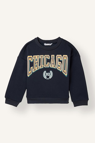 Erkek Bebek Lacivert Oversize Chicago Baskılı Sweatshirt Erkek Bebek