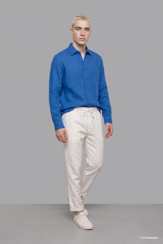 Men Royal Linen Blended Long Sleeve Shirt