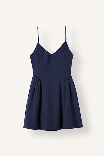 V-Neck Linen Blend Strappy Mini Dress
