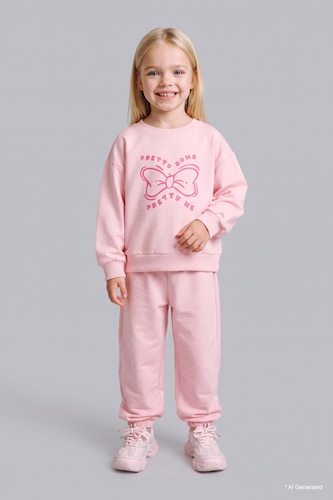 Baby Girls Pink Woman 2 piece Relax Fit Animal Set