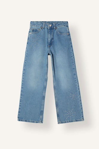 Girl 100% Cotton Straight Wide Leg Jeans