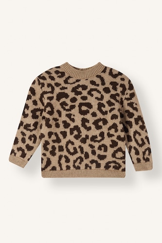 Kız Bebek Bej Leopar Desenli Kazak Kız Bebek